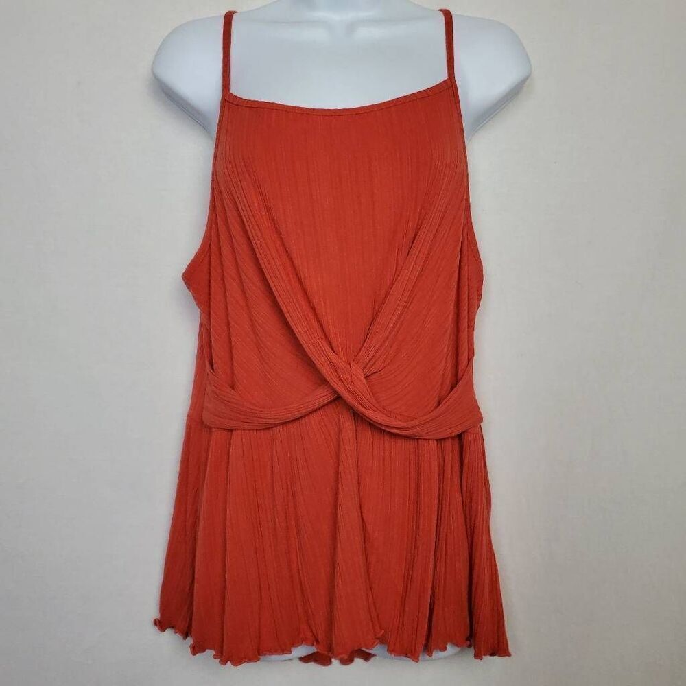 Maurices Red Ribbed Twist Front Tank Top L
